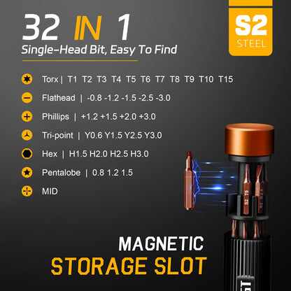JOREST 32-In-1 Small Precision Screwdriver Set Magnetic, Valentines Day Gifts Gadgets Gifts for Men Him, Multi Bit Mini Repair Tool Kit with Torx for Electronic, Glasses, PS5/4, Camera, Phone, Laptop