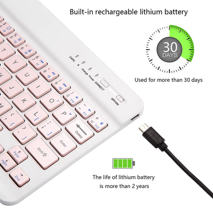 Ultra-Slim Bluetooth Keyboard Portable Mini Wireless Keyboard Rechargeable for Apple iPad iPhone Samsung Tablet Phone Smartphone iPadOS iOS Android (10 inch Black)