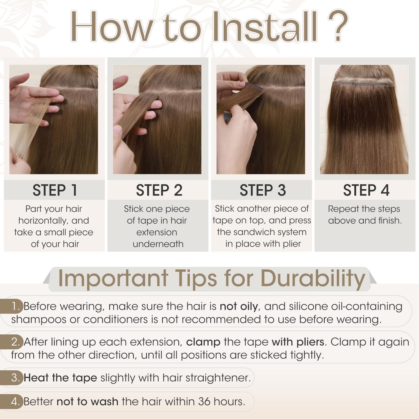 Elailite Tape in Hair Extensions Human Hair 40 pcs 100g Full Head - Seamless Invisible Skin Weft Real Remy Hair Straight (#60 Platinum Blonde, 16 Inch)