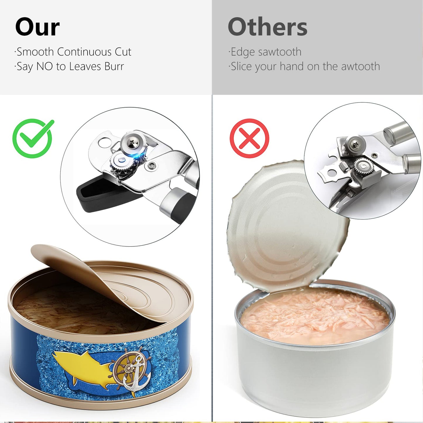 Can Opener,Professional 3-In-1 Multifunctional Manual Can Openers Bottle Opener,Kitchen Durable Stainless Steel Heavy Duty Can Opener Smooth Edge for Kitchen Seniors Friendly (Black)