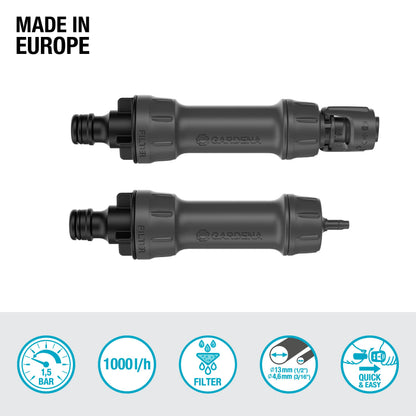 Gardena Micro-Drip-System Master Unit 1000: Starting unit for the automatic irrigation system, reduces pressure and filters the water, simple connection technology (13333-20)