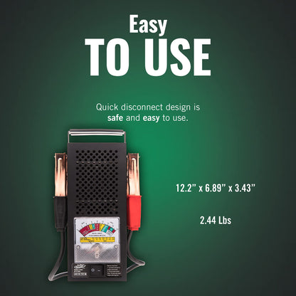 Battery Tender Battery Load Tester 12 Volt at 100 Amps / 6 Volt at 50 Amps Battery Tester - Test Battery Load for 12V or 6V Batteries - Battery Health Checker, Check Starter Motor Draw - 026-0020