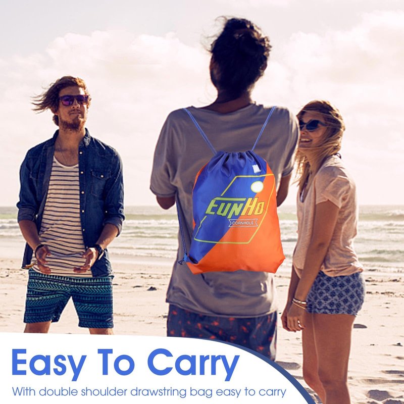EunHo Regulation Cornhole Bags Set of 8 - Dual Sided Slick and Stick Cornhole Bean Bag for Tossing Game Professional All Weather Pro Corn Hole Bags with Tote Bag (Blue/Orange)