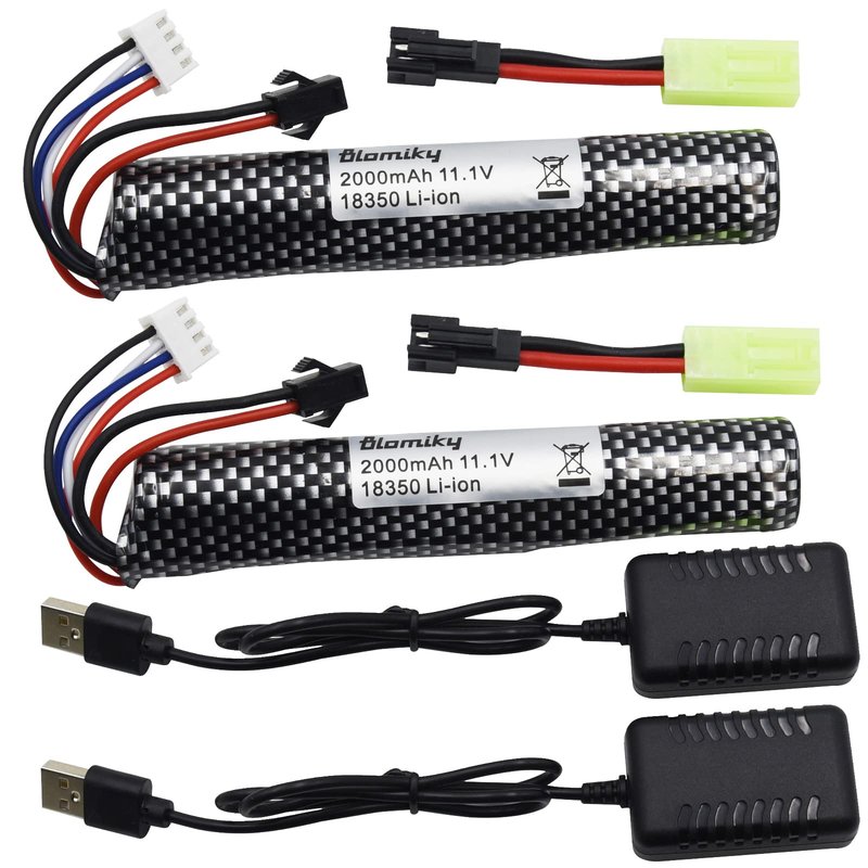 Blomiky 11.1V 2000mAH Li-ion 3S Rechargeable Battery Suitable for Air Soft Splatter Blaster / 183503 * 2