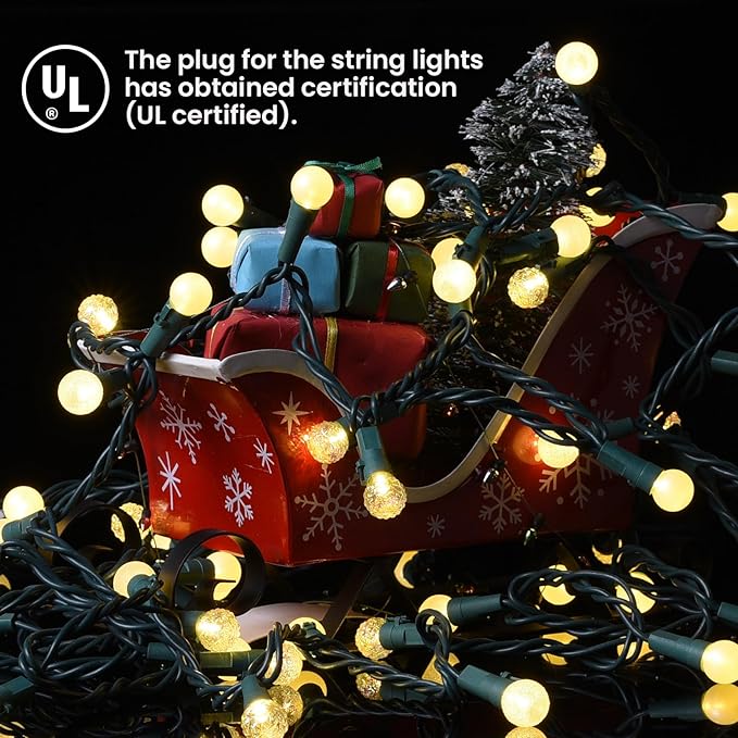 Globe String Lights: 2 Pack 70 LED Mix-Ball Fairy Lights Plug in UL Listed Christmas Tree Lights 19Ft Christmas Outdoor Indoor Fairy Lights for Bedroom Tree Patio Party Garden Wedding, Warm White
