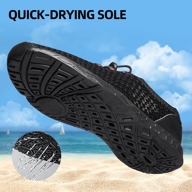 DOUSSPRT Men's Water Shoes Quick Drying Sports Aqua Shoes AllBlack Size 11