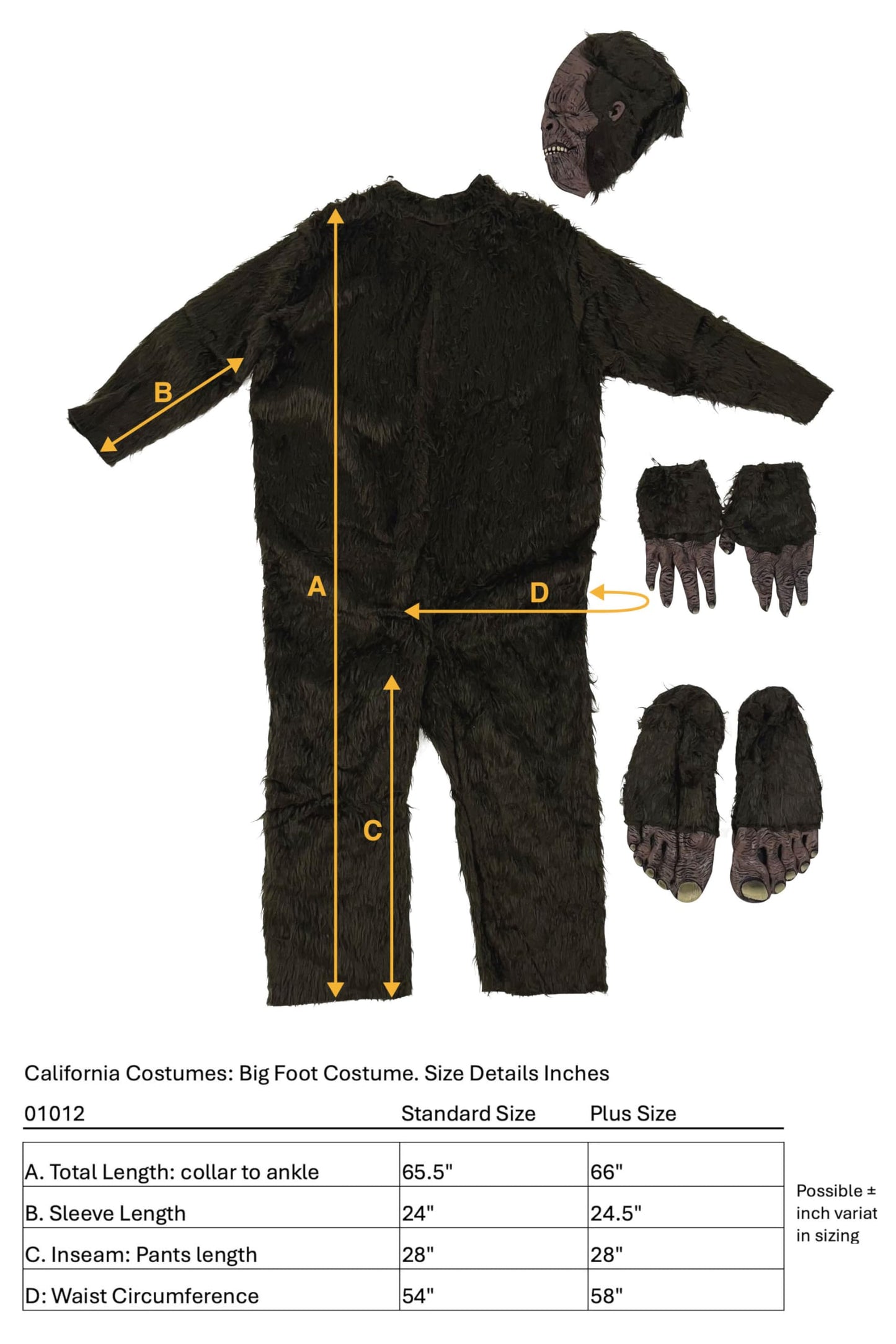 California Costumes Adult Big Foot Costume, Standard Brown
