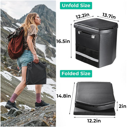 2025 Upgraded 16.5'' XL Portable Toilet for Adults,Tall Camping Toilet with Lid and Convenient Carry Bag, Portable Potty for Camping, Hiking, Car Travel,Truck, RV, Boating, Road Trips, Beach
