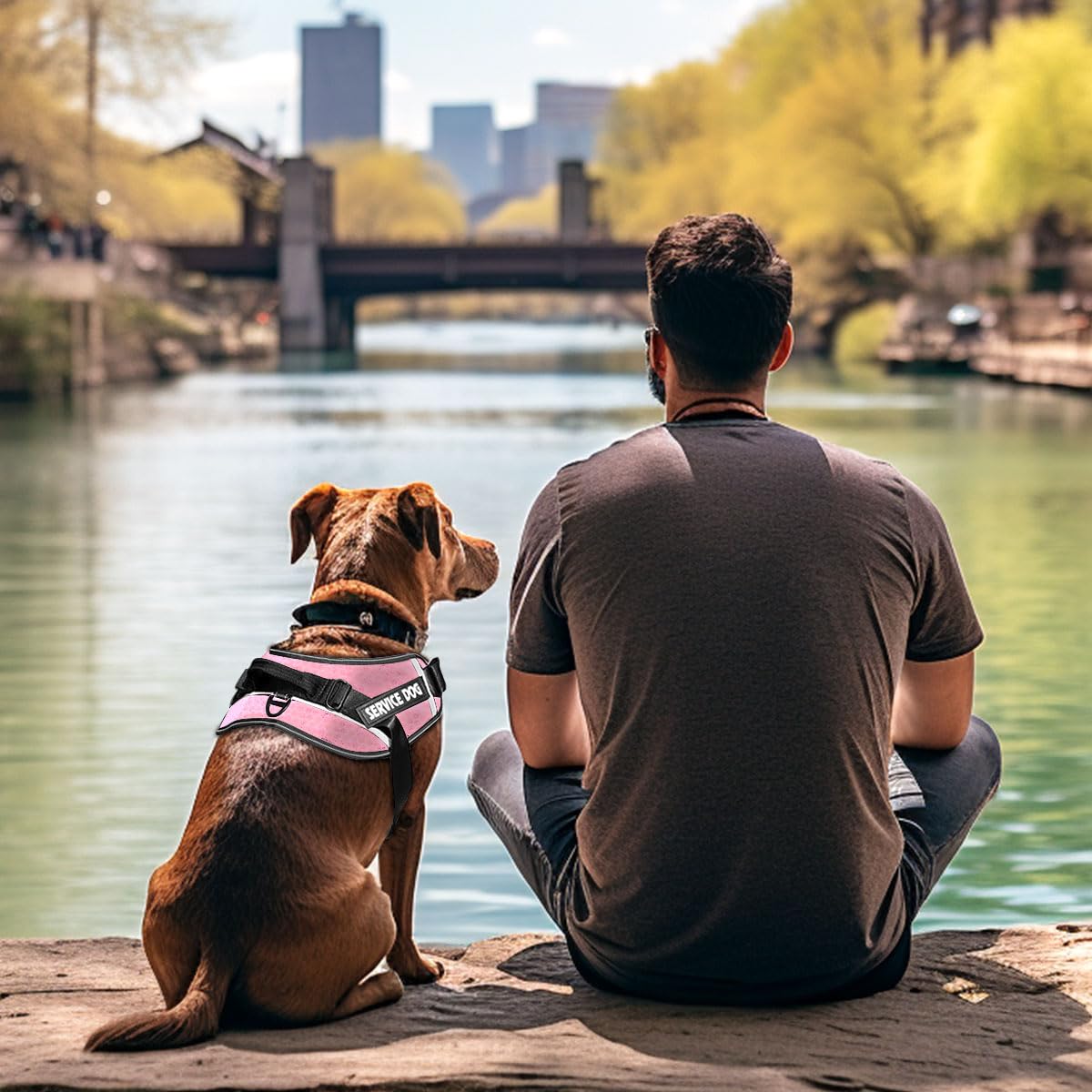 Bcadem Service Dog Vest, 9 Dog Patches No Pull Dog Harness and Leash Set with Handle,Easy On and Off Pet Vest Harness with Night Safe Reflective Straps for Small Medium Large Breed Dogs