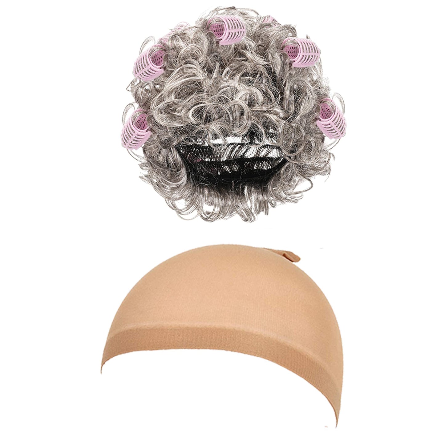 EBYTOP 100 Days of School Costume for Kids 100th Day Halloween Old Lady Costume Dress up Granny Wig Grandma Glasses Cane,1-WH 10-12 Years