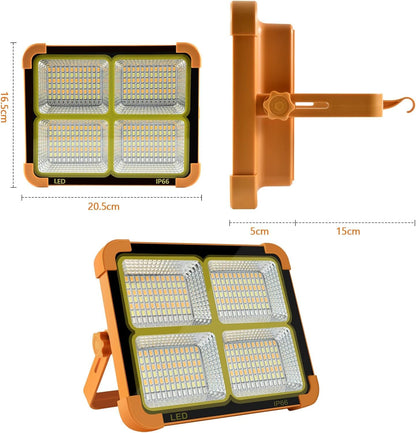 100W Rechargeable Work Light, 10000Lum Portable Solar LED Floodlight with USB Port/Magnetic/ 16500mAh/ 4 Lighting Modes, Emergency Work Lamp Job Site Ligh for Camping, Fishing