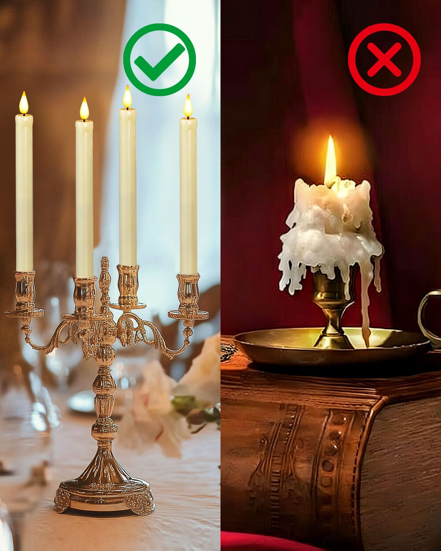Homemory 6 Pack Plastic Taper Flameless Candles with Remote, Timer, Battery Operated CandleSticks with Flickering Bright Light, 9.6 Inches for Home Decoration