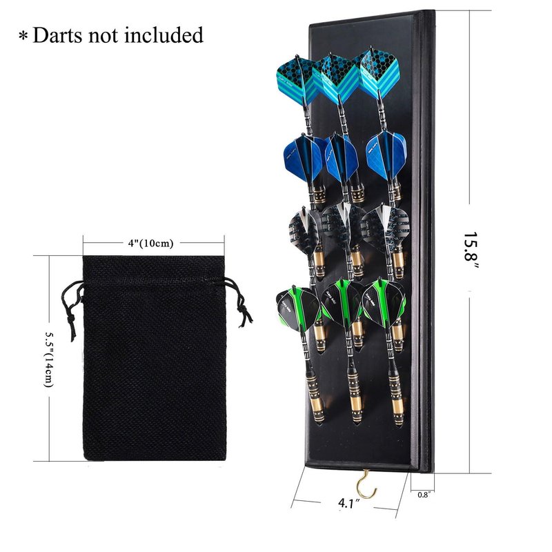 FDLS Wall Mounted Darts Holder, Displays 12 Steel/Soft Tip Darts with Bag
