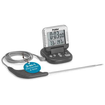 Polder Digital In-Oven Thermometer/Timer, White