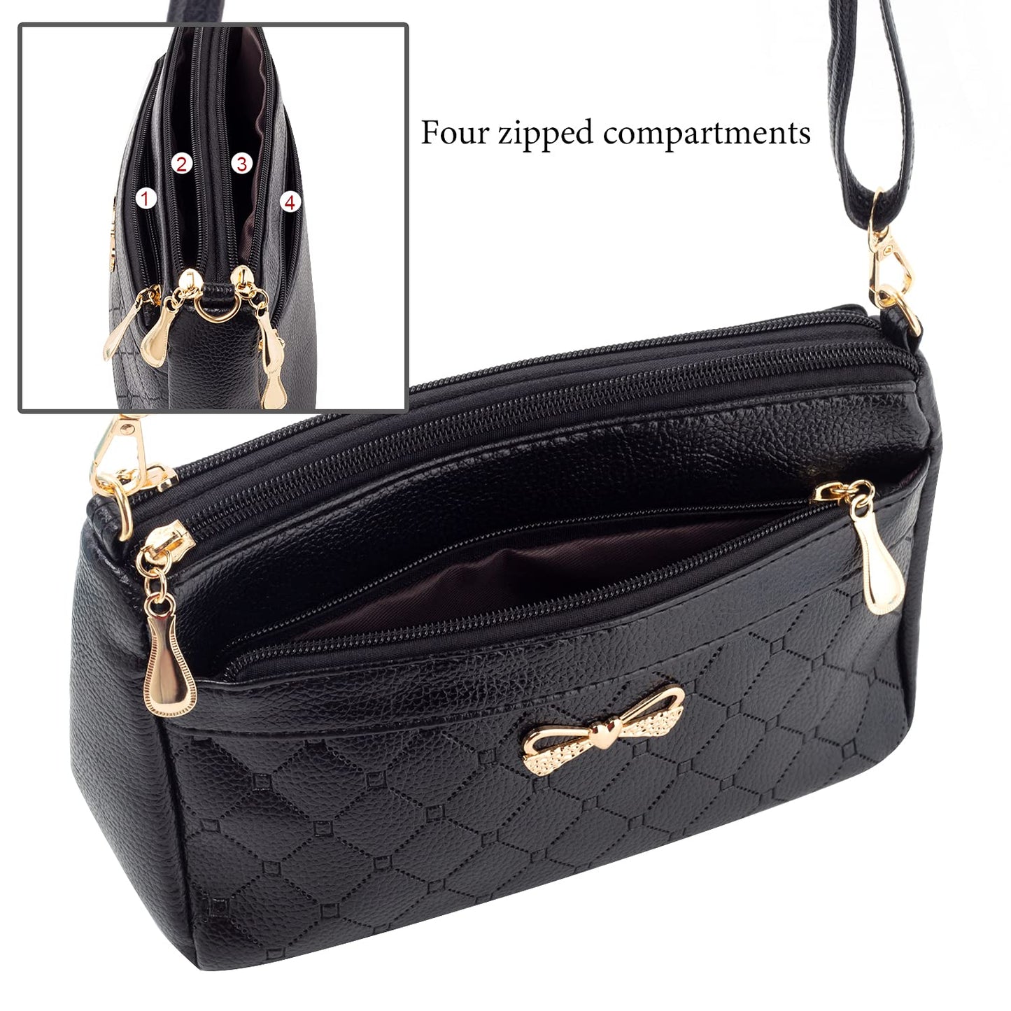 FULEI White Cross Body Bag for Women Small Soft PU Leather Ladies Handbags Shoulder Purse