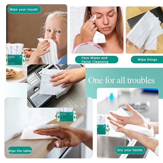 Soft Disposable Face Towel, Cotton Facial Dry Wipes 300 Count, Cotton Dry Wipes