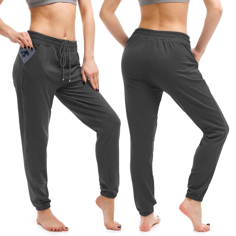 Walifrey Womens Joggers with Pockets, Drawstring Sweatpants Women for Lounging Jogging Gym and Workout DeepGrey,1 Pack DeepGrey S