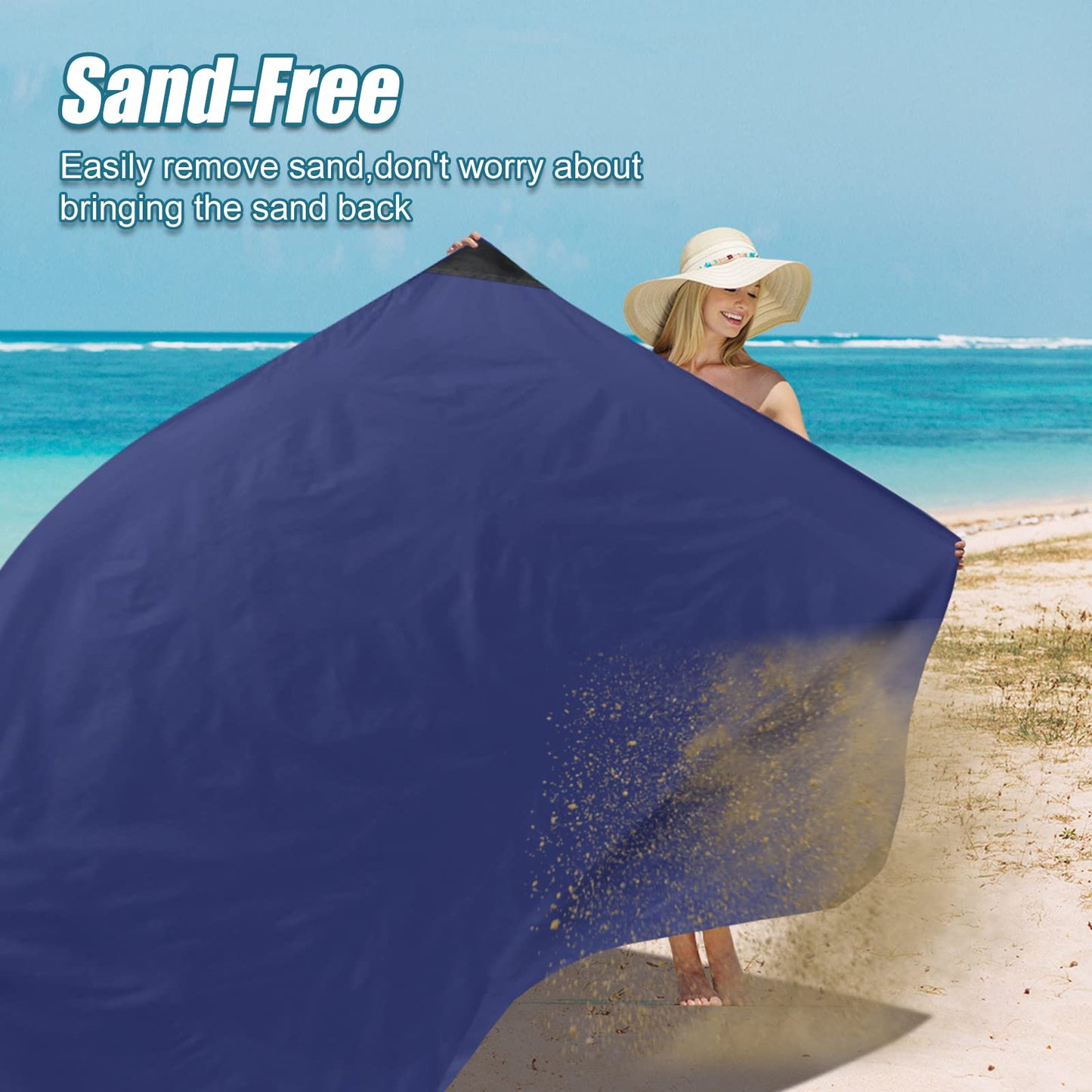 Odoland Hiking Blanket 180 x 160 cm Pocket Blanket Waterproof Heatproof Sandproof Thin Ground Sheet - Lightweight Foldable Beach Mat for Outdoor Camping, Travel, Hiking, Picnic for 2-4 People