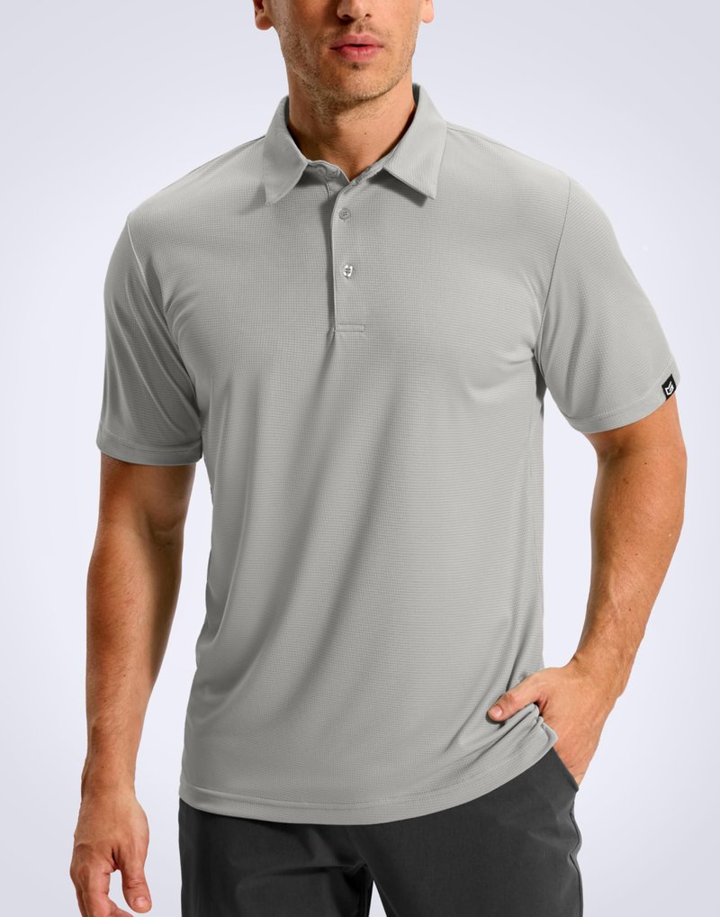 G Gradual Mens Golf Shirt Short Sleeve Dry Fit Moisture Wicking Lightweight Performance Athletic Grid Summer Collared Polo Shirts for Men(Warm Gray,Large)