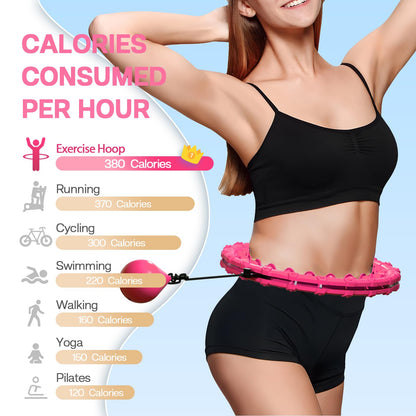 Argvsde Weighted Hula Infinity Fitness Hoop for Adult Weight Loss, 2 in 1 Smart Fitness Workout Hula Circle Hoops with 27 Detachable Knots, Exercise Fit Hoop Suitable for Women and Beginners