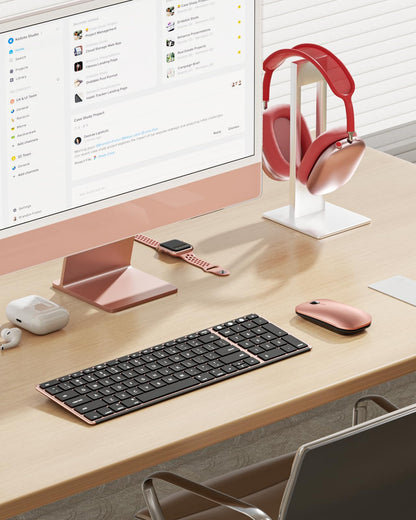 seenda Bluetooth Keyboard and Mouse for Mac, SKM64-2 Multi-Device Rechargeable Slim Wireless Keyboard Mouse Stainless Steel Full Size, Compatible with MacBook Pro/Air, iPad, Mac - Space Gray