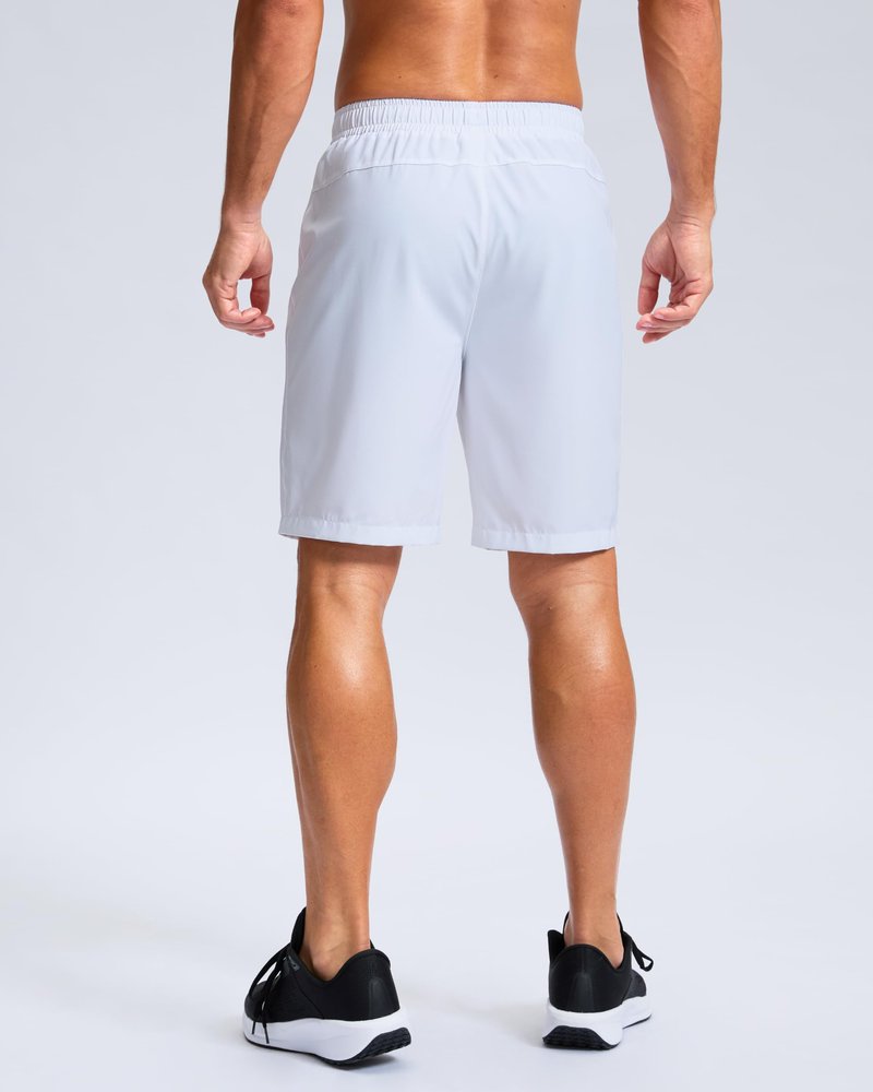 Men's Athletic Running Shorts with Zipper Pockets Quick Dry 7"/ 5"/ 9" Workout Gym Shorts for Basketball Hiking(White,9XS)