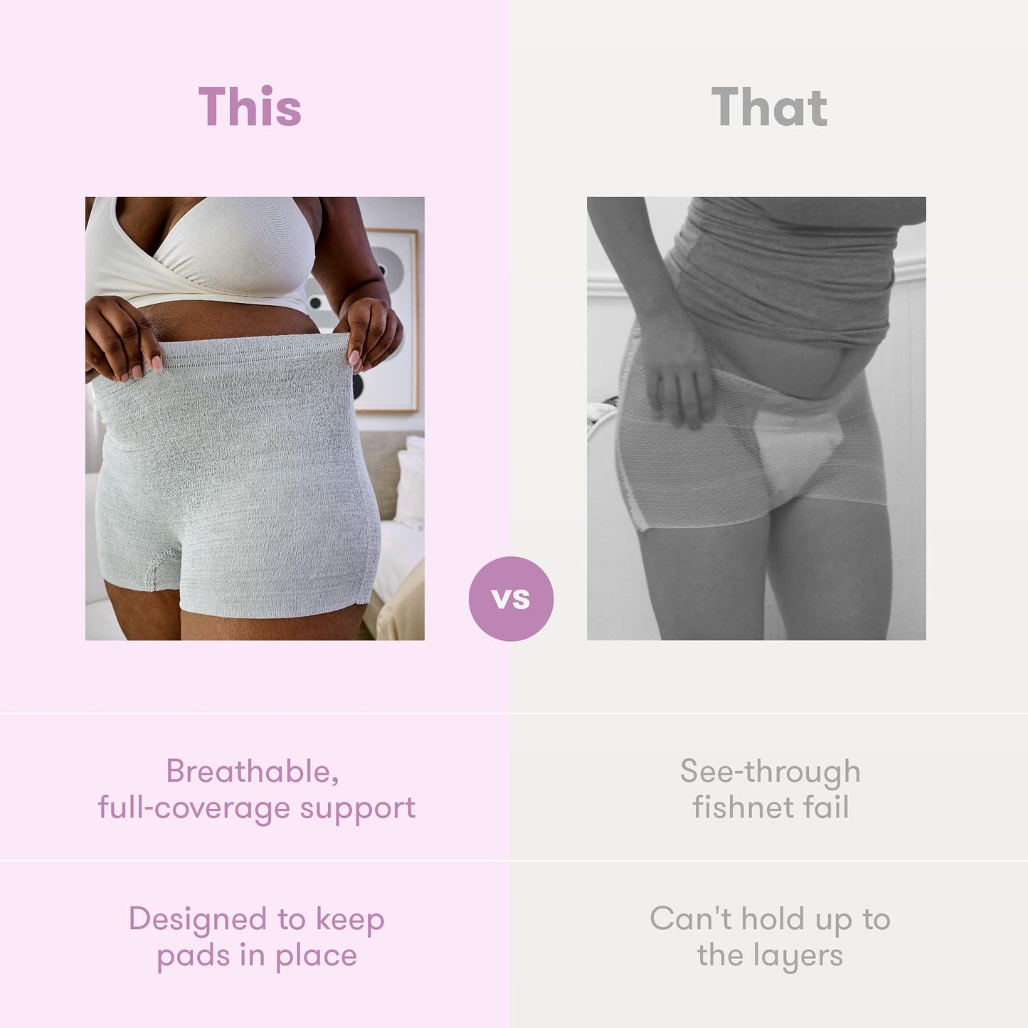 Frida Mom Women's Postpartum Underwear, Disposable Boyshort Underwear, Seamless with Stretchy Support, Postpartum Essentials, Size Regular (Waist 28"-42" Stretched), 8 Count, Grey