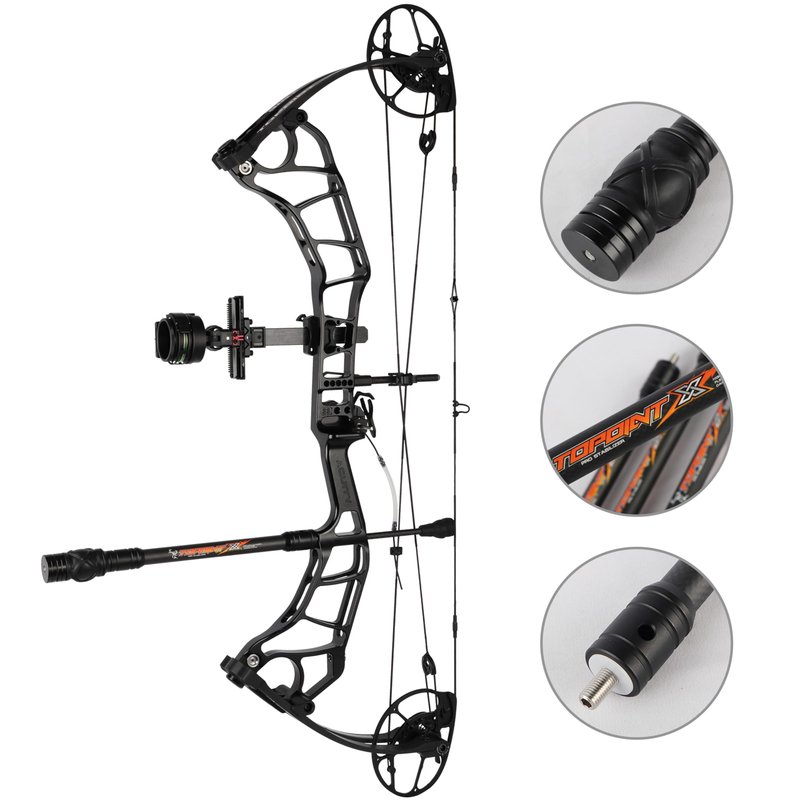 ZSHJGJR Archery Bow Stabilizer Bar 8",10",12", 15" for Compound Bow, 3K Carbon Fiber Body Flexible Core, Damping System and Weights Kit for Vibration Reduction (10 Inch)
