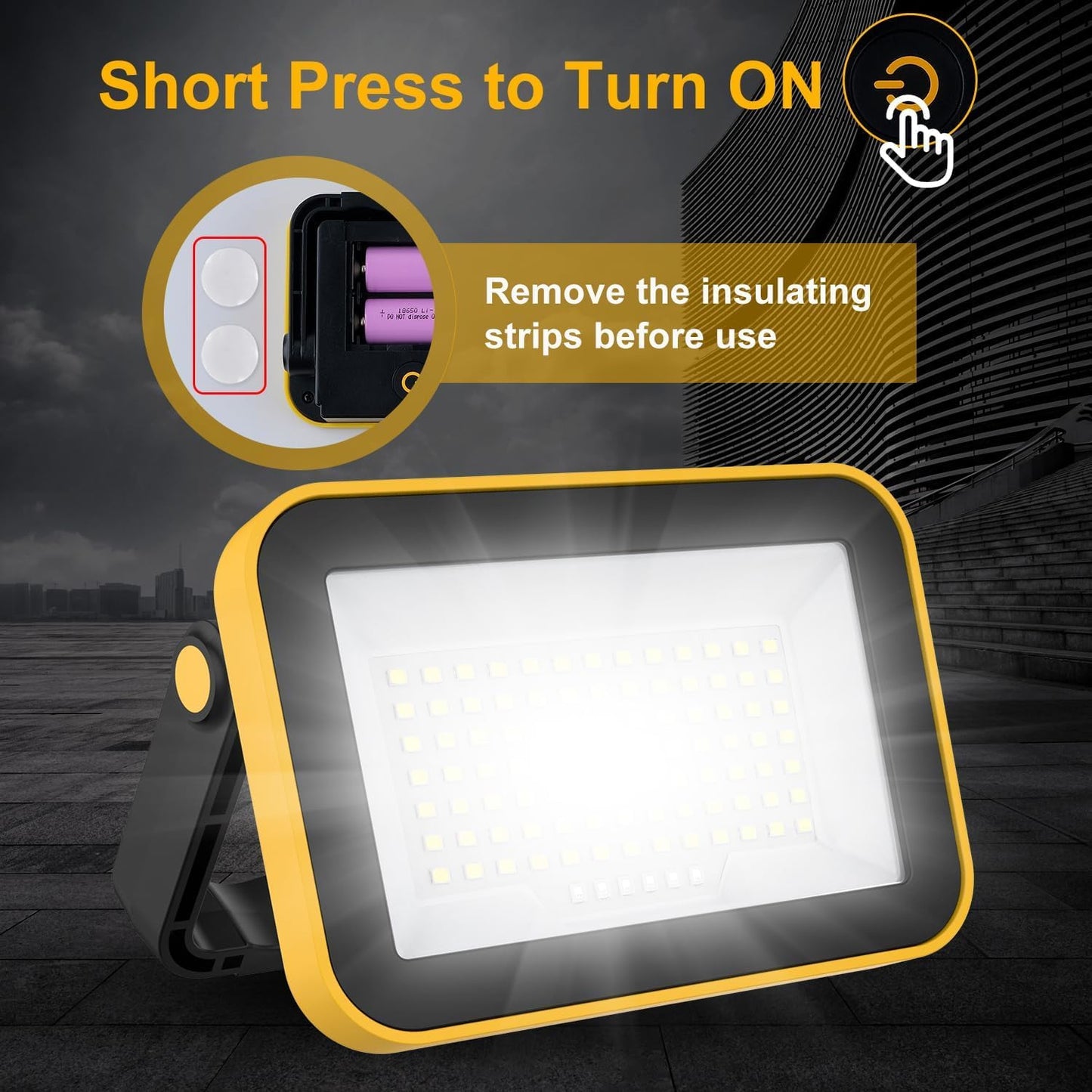 NATPOW LED Work Light, Rechargeable Floodlights, Portable Spotlight, 5 Modes Workshop Lamp with 4000 mAh, 180° Rotation Camping Lamp for Construction Site, Garage, Workshop (2 Packs)