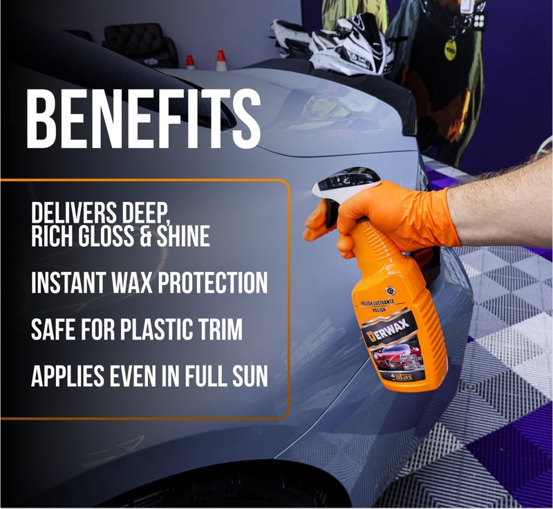 Spray Wax for Cars – Instant Mirror Shine & Streak-Free Finish – Premium Italian Formula, Easy Wipe-On Car Wax Spray for Deep Gloss, Slick Surface & Protection on Paint, Plastic & Trim – 25 Oz