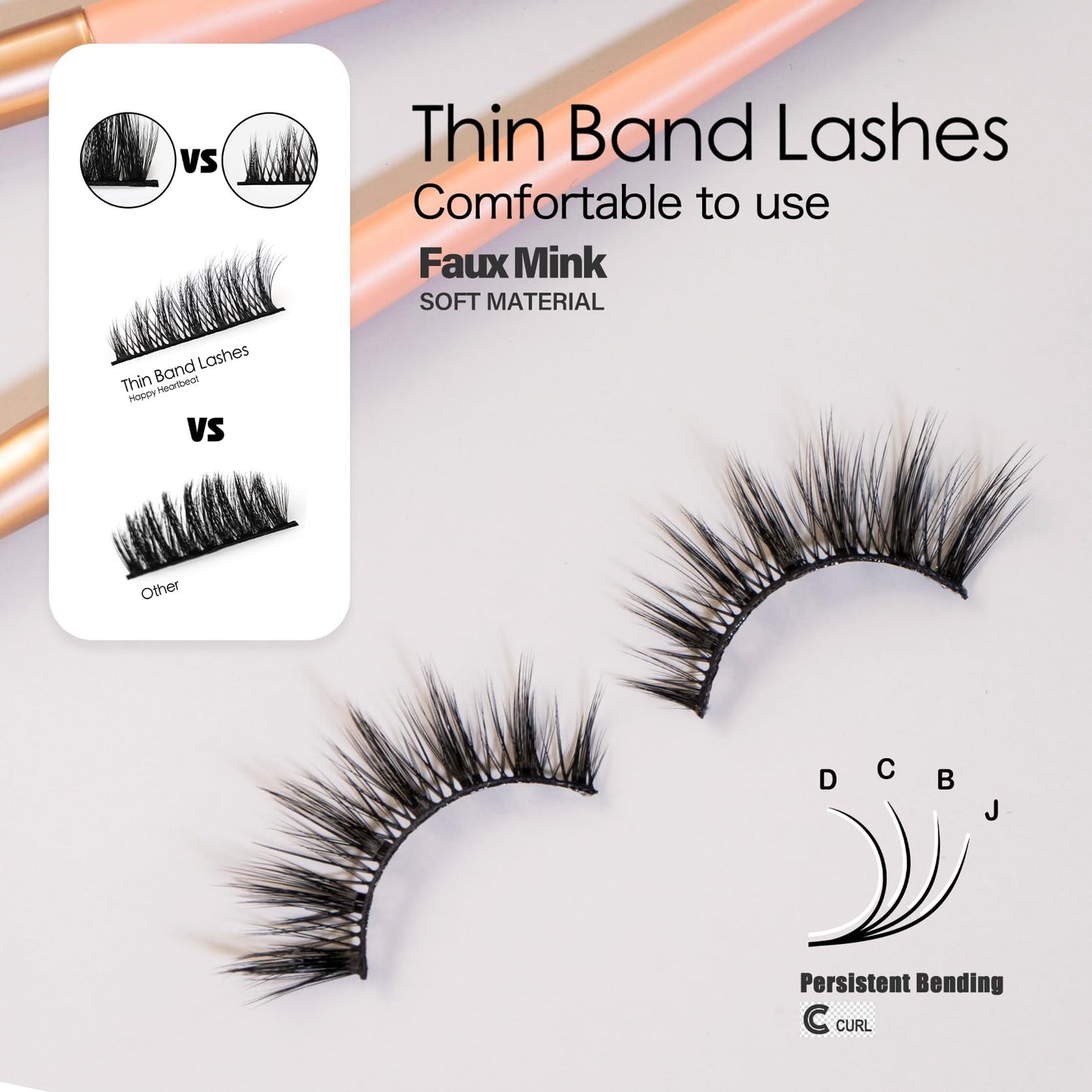 Happy Heartbeat 3D False Eyelashes Spiky Wispy Natural Cat Eye Manga Fluffy Soft Faux Mink lashes Reusable Short Fake Lashes 10 Pairs(H2)