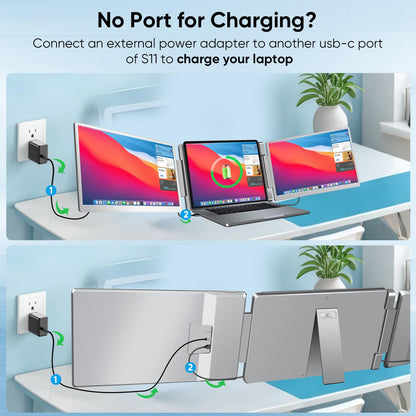 15.6" Laptop Screen Extender, FHD 1080P IPS Portable Monitor for Laptops 12~18.5 inch, Triple Screen Laptop Monitor Extender Display, Plug & Play with USB-C HDMI for Windows/MacBook/PS5/Switch/PS4