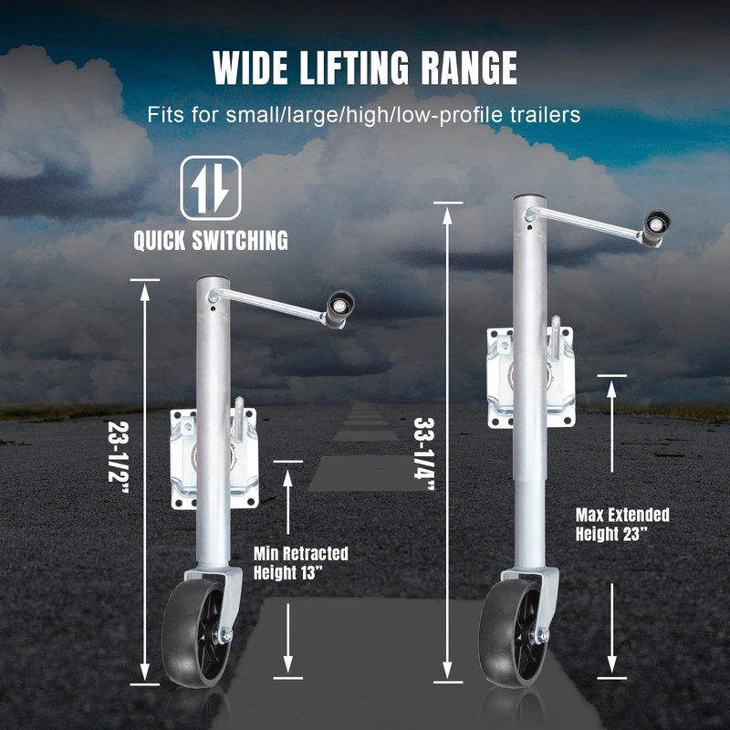 Torin 1000 lbs Trailer Jack with Wheel, Heavy Duty Swivel Boat Trailer Jack Single Whee, 10" Lift, Bolt-on Trailer Tongue Jack for RV Boat ATR39001B, Silver