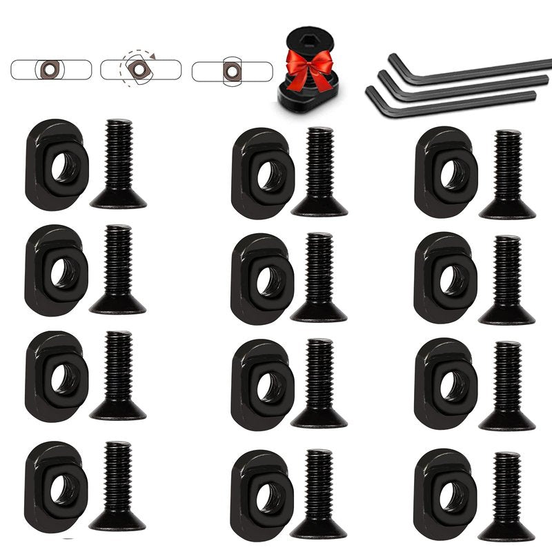 Bontok Single Picatinny Aluminum Accessory Rail Set for 3 5 7 9 11 13 Slots with 13 T-Nuts & Screws, 6 Wrench (Rounded Corner)