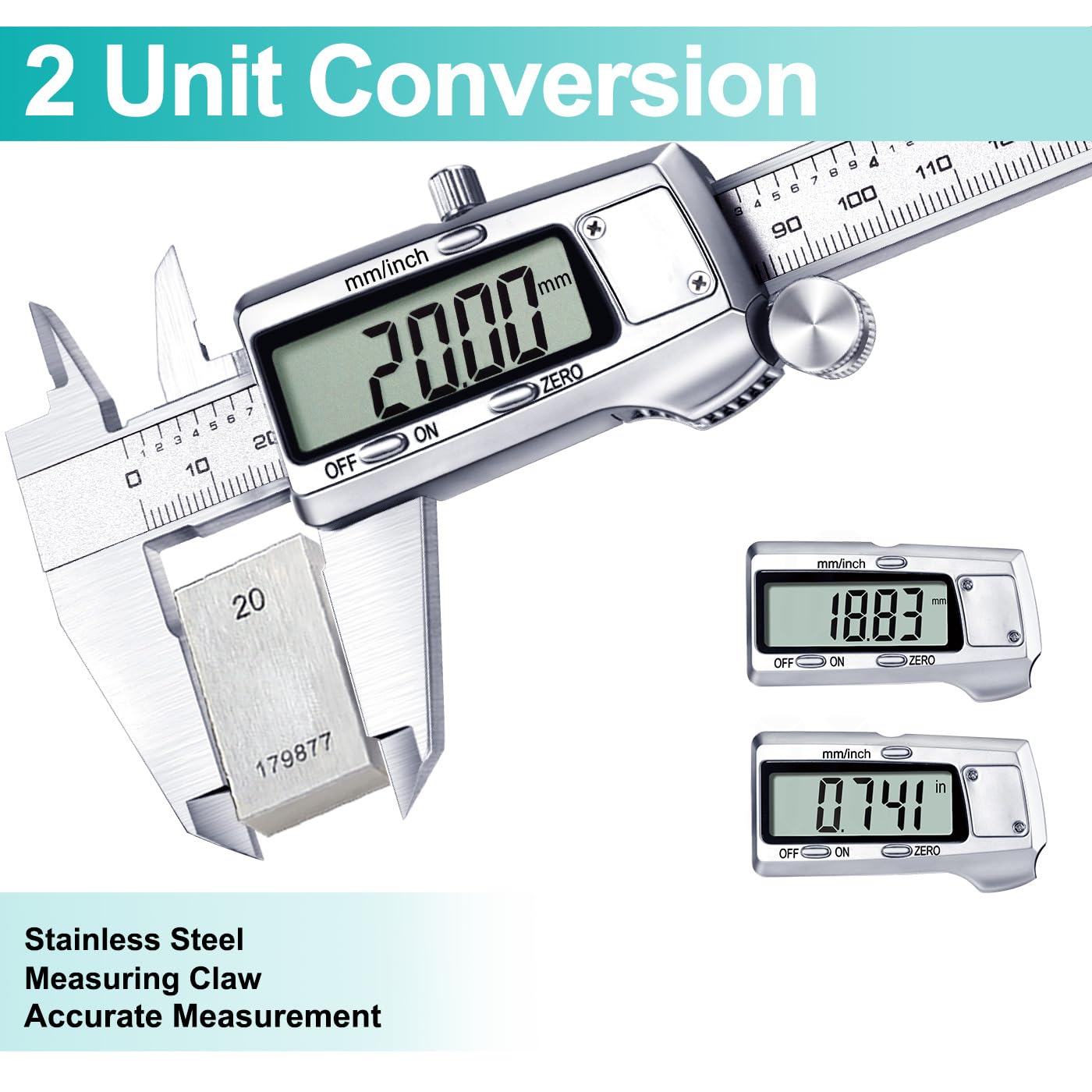 Kynup Digital Vernier Caliper, 150mm Electronic Calipers Measuring Tool, Precision Digital Tool Vernier Micrometer Measuring Tools with Mm/Inch/Fraction Conversion