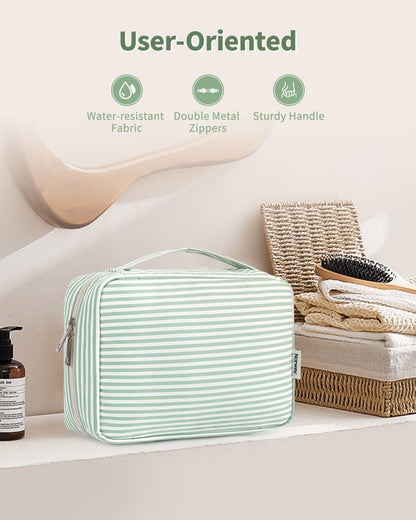 Travel Hanging Toiletry Wash Bag Toiletry Bags for Women Toiletries Bag Washbag Makeup Cosmetic Organizer for Men Girls (Mint Green Stripe)