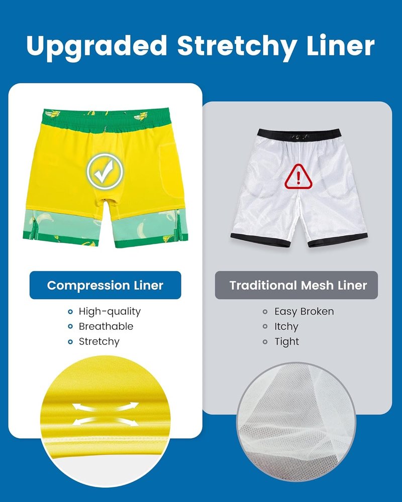 2 in 1 Men's Swim Trunks - 7 Inch Swim Shorts & Board Shorts for Active Lifestyle