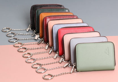 FurArt Zipper Wallet Women, RFID Blocking Credit Card Wallet, Business Card Holder, Compact Size KeyChain Wallet