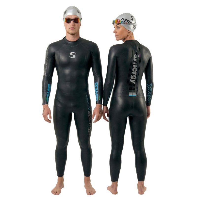 Synergy Triathlon Wetsuit 3/2mm - Volution Full Sleeve Smoothskin Neoprene for Open Water Swimming (Men 25, Men's L1)
