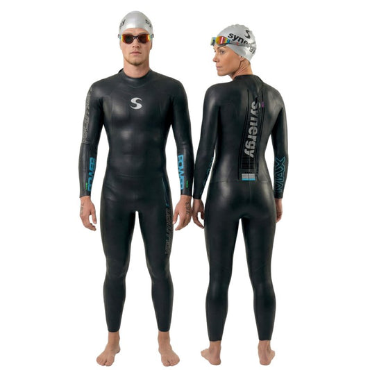 Synergy Triathlon Wetsuit 3/2mm - Volution Full Sleeve Smoothskin Neoprene for Open Water Swimming (Men 25, Men's L1)