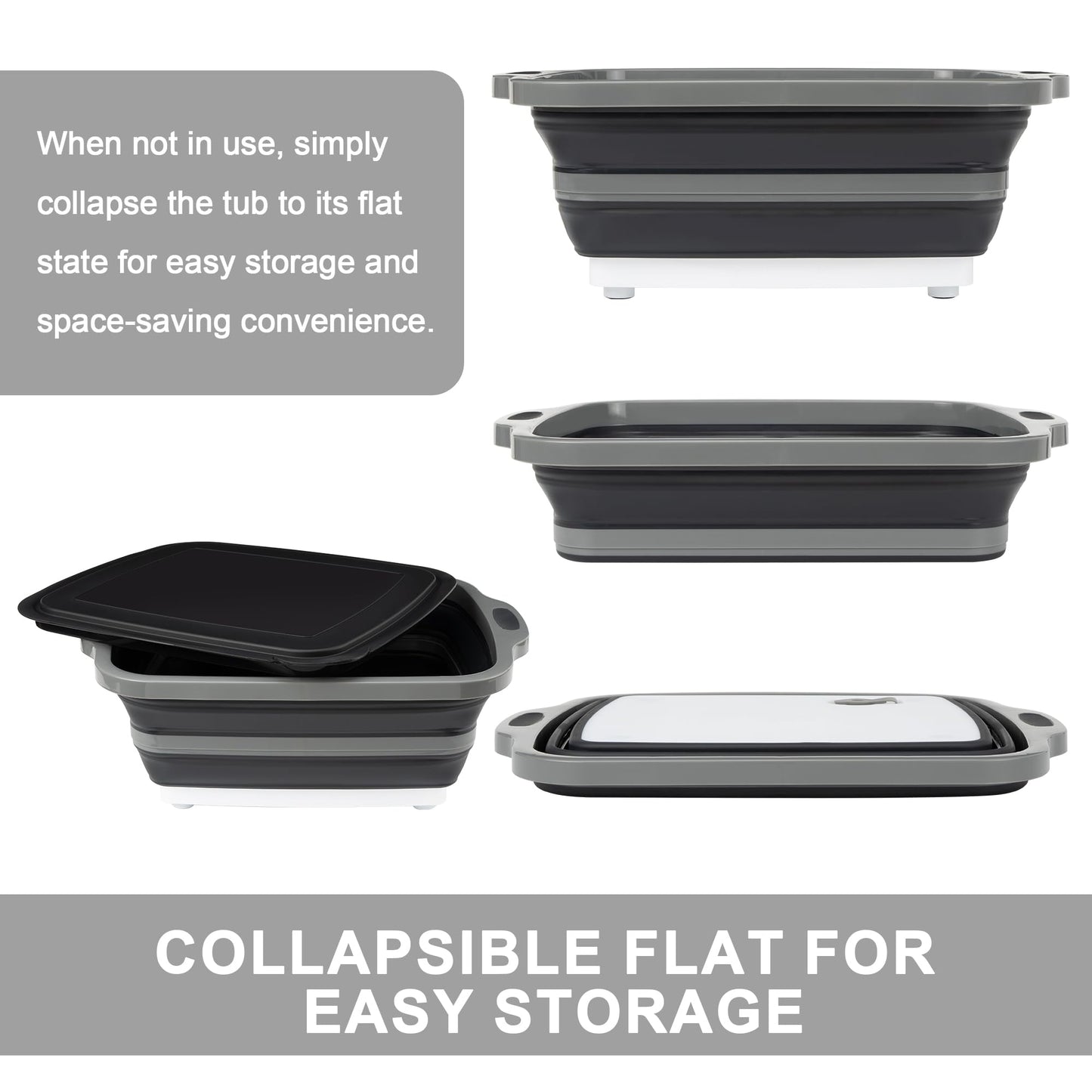 Tiawudi Large Collapsible BBQ Prep Tub with Lid(4.22 Gal/16L), Foldable Camping Sink with Colander, Cutting Board, Dish Basin for Kitchen, Bowl, Vegetable and Fruit, Storage Basket for Picnic