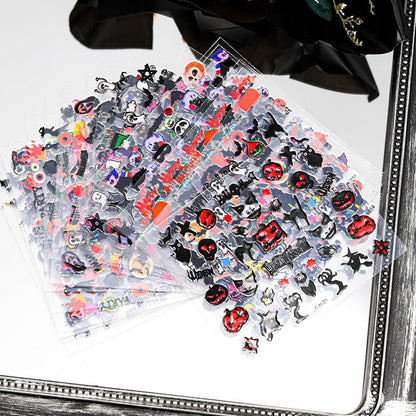 24 Sheets Halloween Nail Stickers Pumpkin Ghost Face Nail Decals 3D Self-Adhesive Nail Supplies Spider Web Cat Bat Nail Art Stickers for Acrylic Nails for Women Kids DIY Manicure Decorations