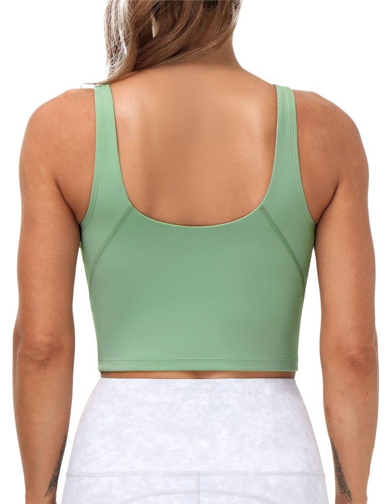 Women’s Longline Sports Bra Wirefree Padded Medium Support Yoga Bras Gym Running Workout Tank Tops (Light Green, Small, s)