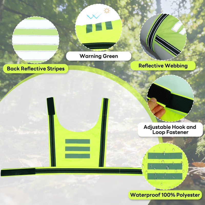 DENTRUN Dog Reflective Vest, High Visibility Safety Vest for Small Medium Large Dogs, Easy-On Adjustable Reflective Jacket for Outdoor Hunting Night Walking Jogging, Bright Green