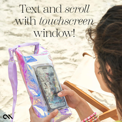 Case-Mate IP68 Waterproof Dry Bag 2L - Roll Top Backpack w/Phone Case/Pouch Boating & Kayak Accessories Essentials for Camping Swimming Beach Fishing Rafting Travel Soap Bubble, CM052390