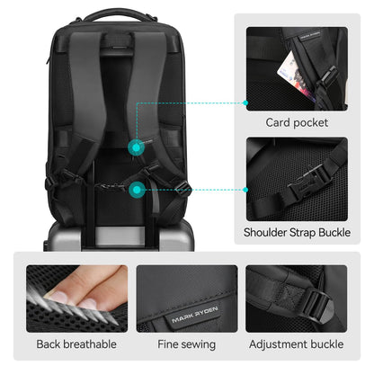 MARK RYDEN mens backpack Large Capacity waterproof laptop backpack business men with USB Charging Port for Official Travel Hiking Pack Fits Under 17.3 Inch Laptop