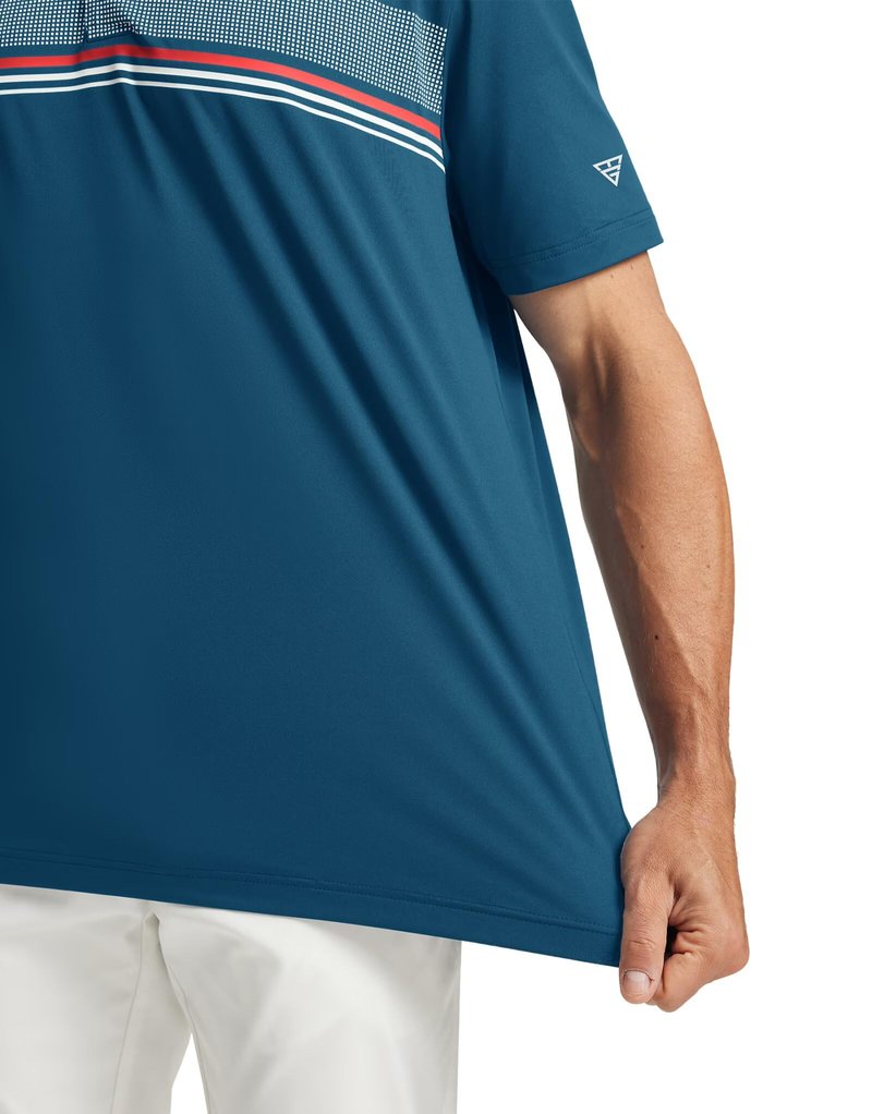M MAELREG Golf Shirts for Men Dry Fit Moisture Wicking Lightweight Chest Striped Solid Casual Polo Shirts for Men Blue
