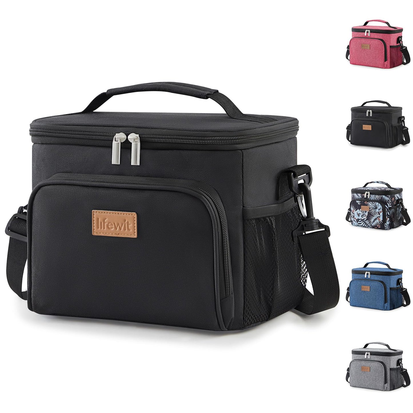 Lifewit Insulated Lunch Bag for Men, Thermal Lunch Box for Women Cool Bag, Reusable Leakproof Lunch Tote Bag with Adjustable Shoulder Strap for Adult for Work/Picnic/Beach, Black 9L