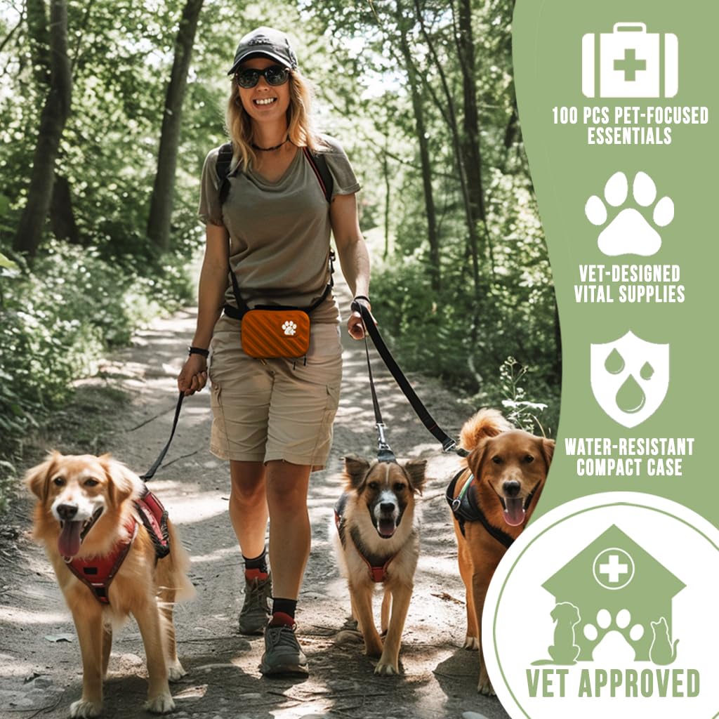 EVERLIT Pet Medic First Aid Kit | Vet-Approved Animal Care Kit with 95 Pcs Medical, Outdoor & Emergency Supplies to Treat Dogs, Cats | Travel-Friendly Compact Bag for Home, Car and Travel (Blue)