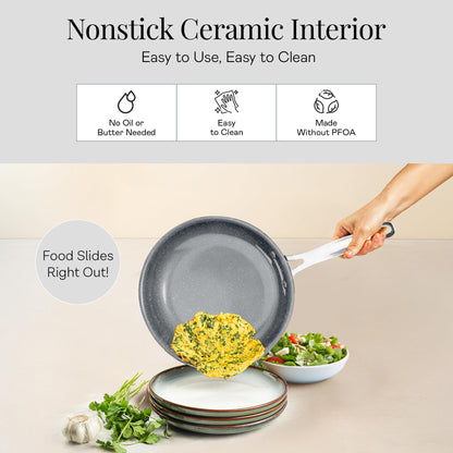 Granitestone 20 Pc Ceramic Cookware Set Nonstick, Complete Pots and Pans Set Non Stick for Kitchen with Bakeware, Cooking Utensils & Steamer, Non Toxic Made Without PFOA PFOS, Oven & Dishwasher Safe